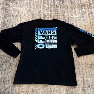 Vans Off the Wall Black Blue Long Sleeve Graphic Shirt Mens sz XL X Large